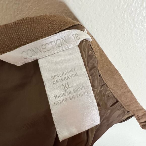 Connection 18 A-Line Skirt XL Tan Ramie Pleated Lagenlook Boho Minimalist Woven - Picture 6 of 7